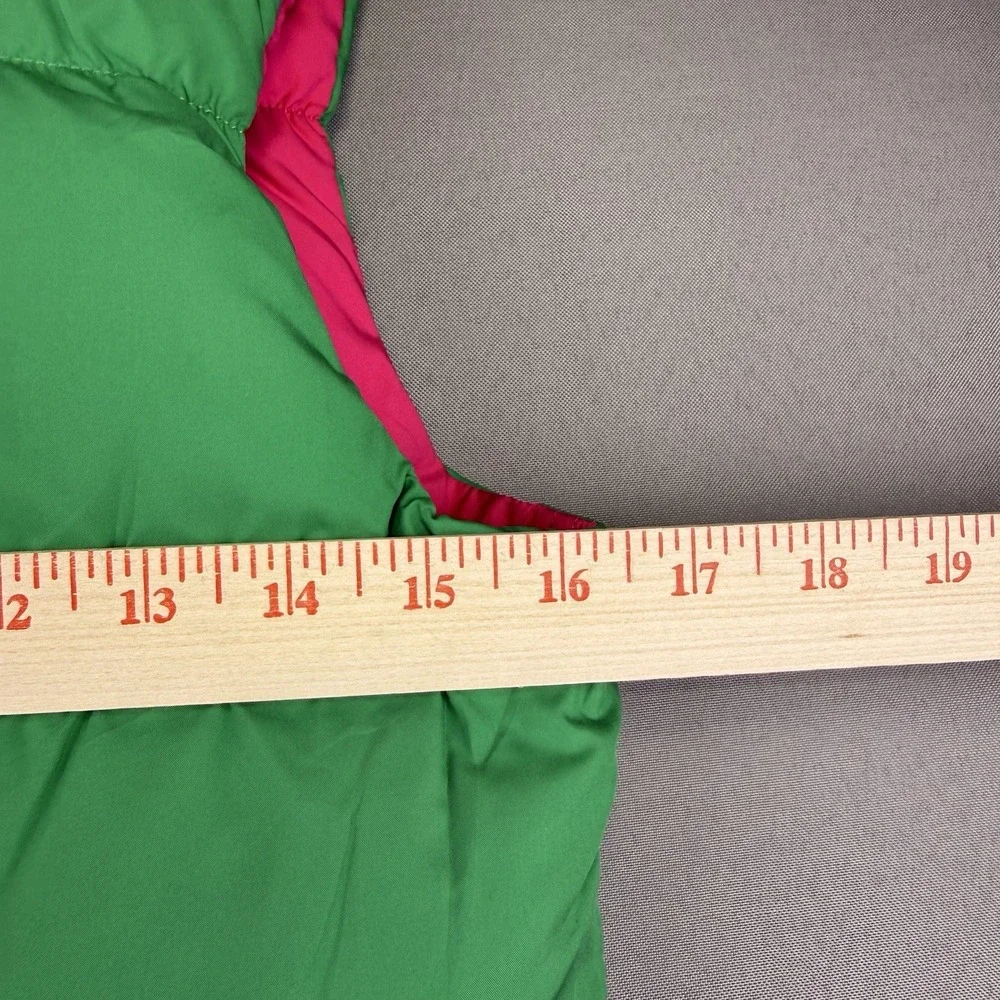 Ralph Lauren Girls Equestrian Down Filled Reversible Puffer Vest Pink/Green 16‎